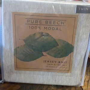 New Twin sheet set. Soft gray stripe jersey knit